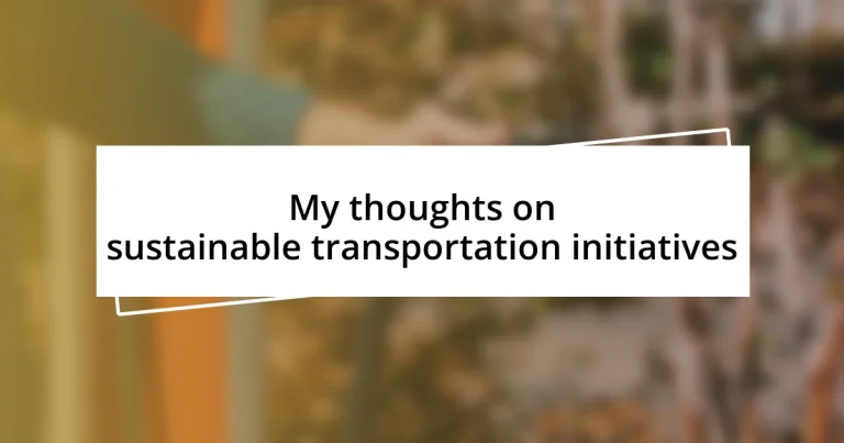 My thoughts on sustainable transportation initiatives