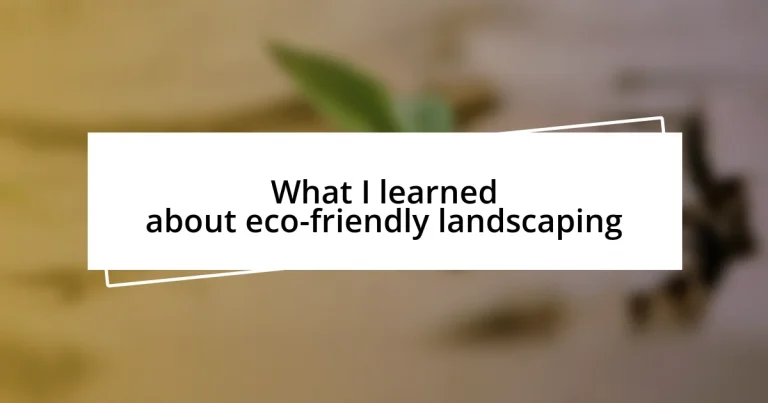 What I learned about eco-friendly landscaping