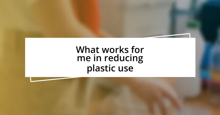 What works for me in reducing plastic use