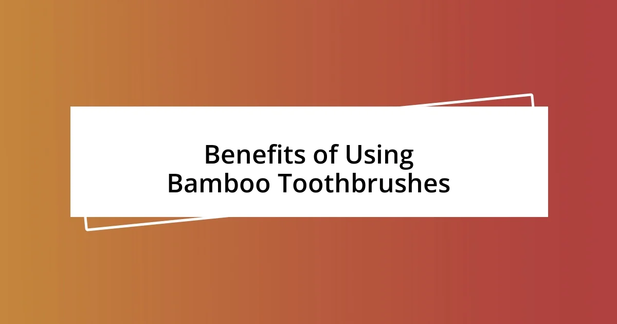 Benefits of Using Bamboo Toothbrushes