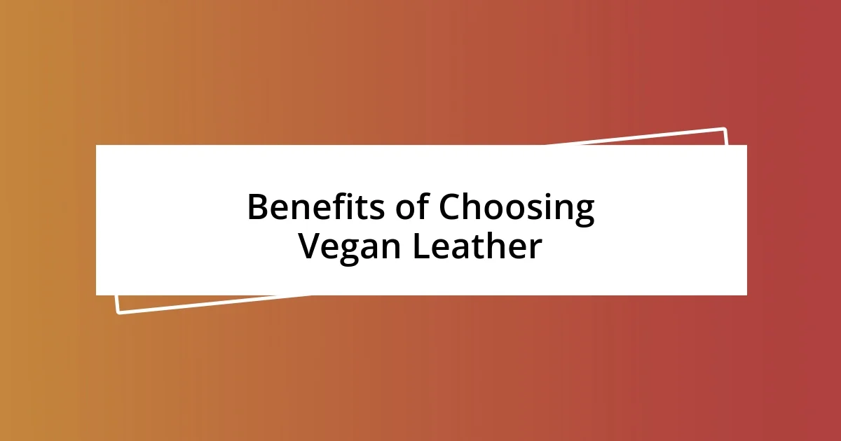 Benefits of Choosing Vegan Leather