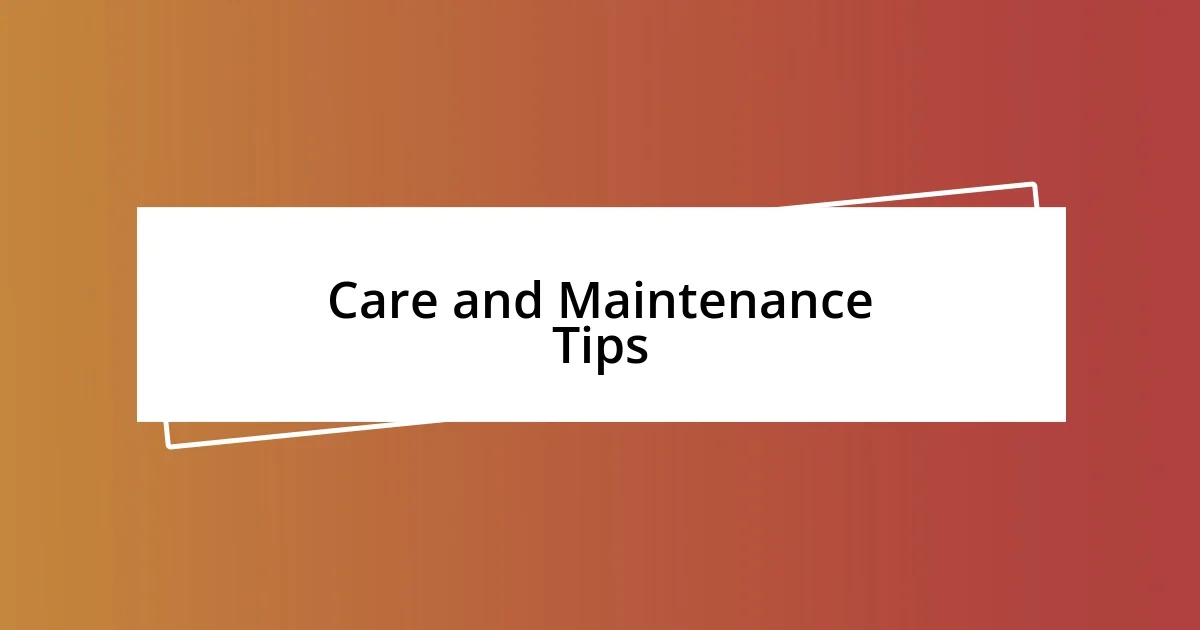 Care and Maintenance Tips