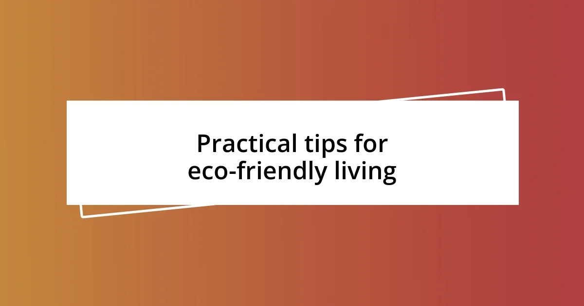 Practical tips for eco-friendly living