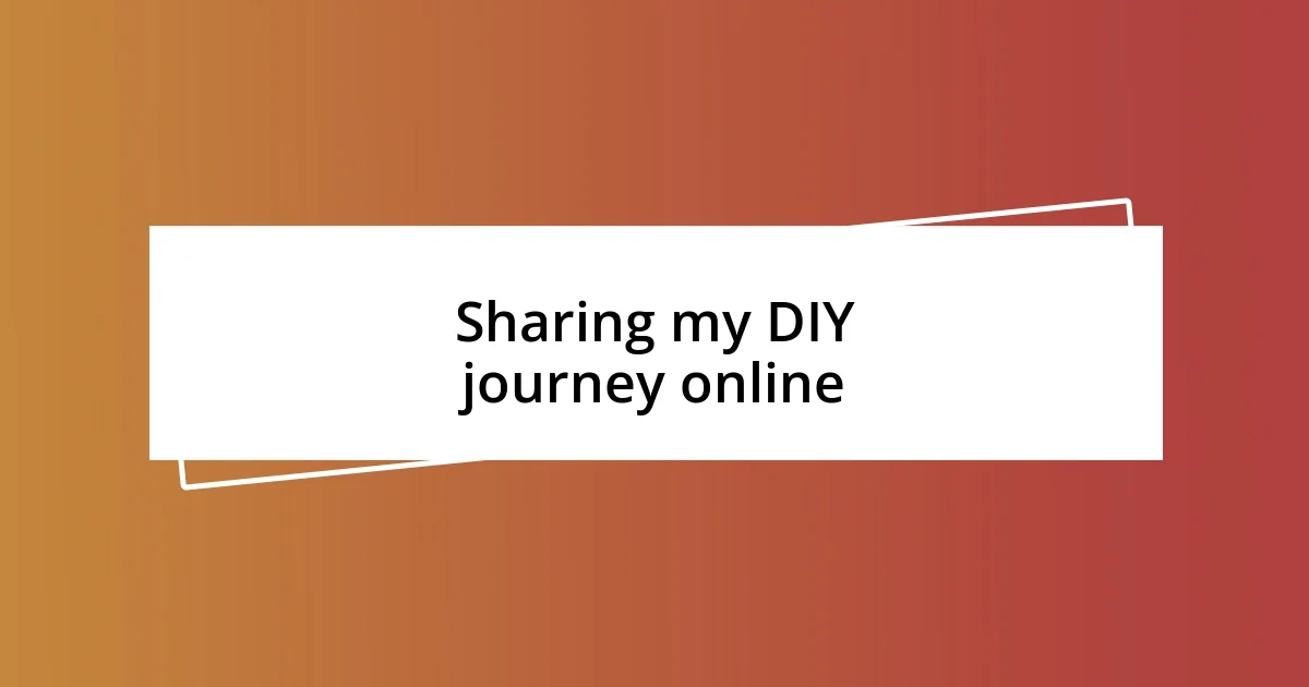 Sharing my DIY journey online